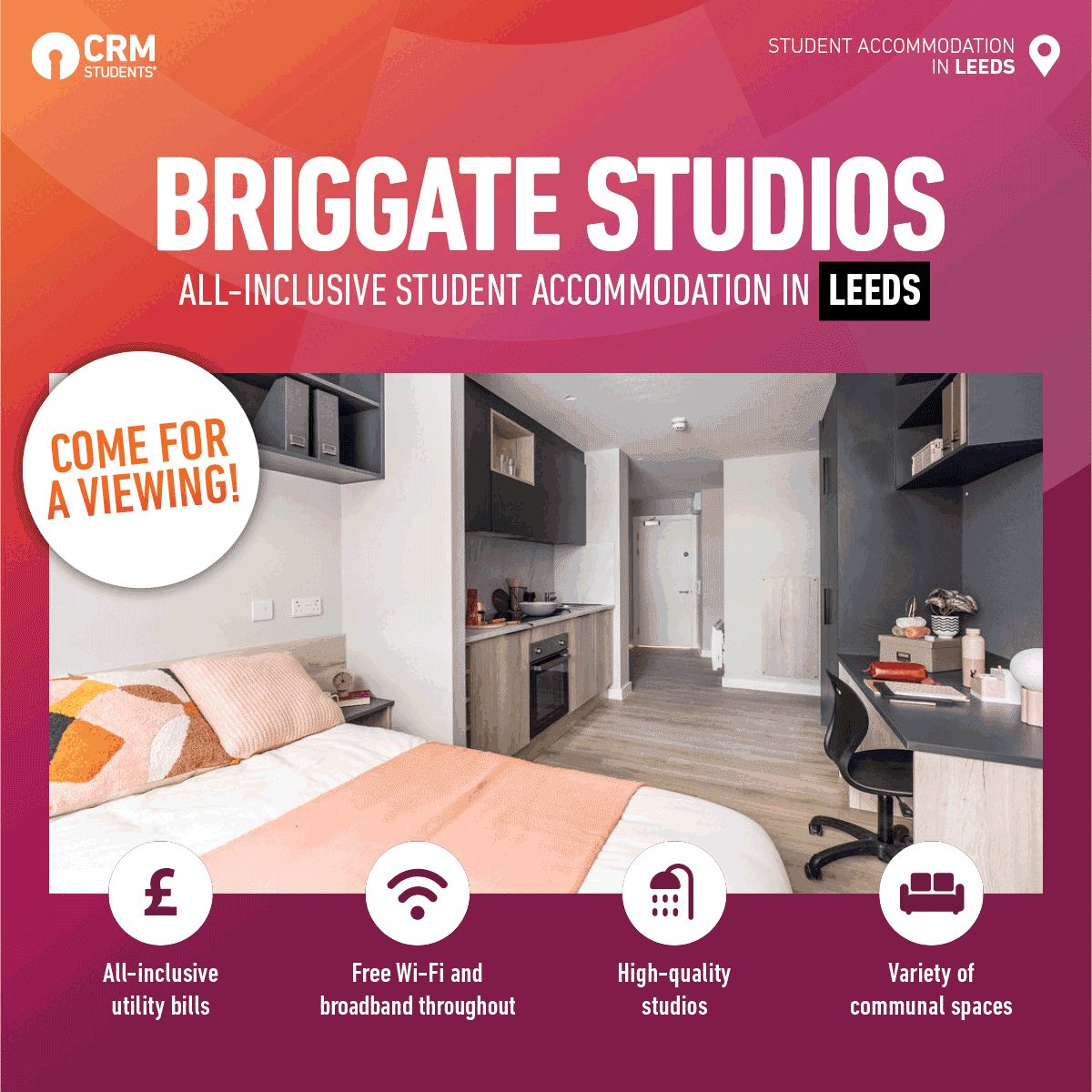 Elevate your university experience and live at Briggate Studios! Situated in the heart of Leeds city centre and right outside the bustling Briggate shopping street, it’s ideal for University of Leeds students!

bit.ly/3EYWXFi
