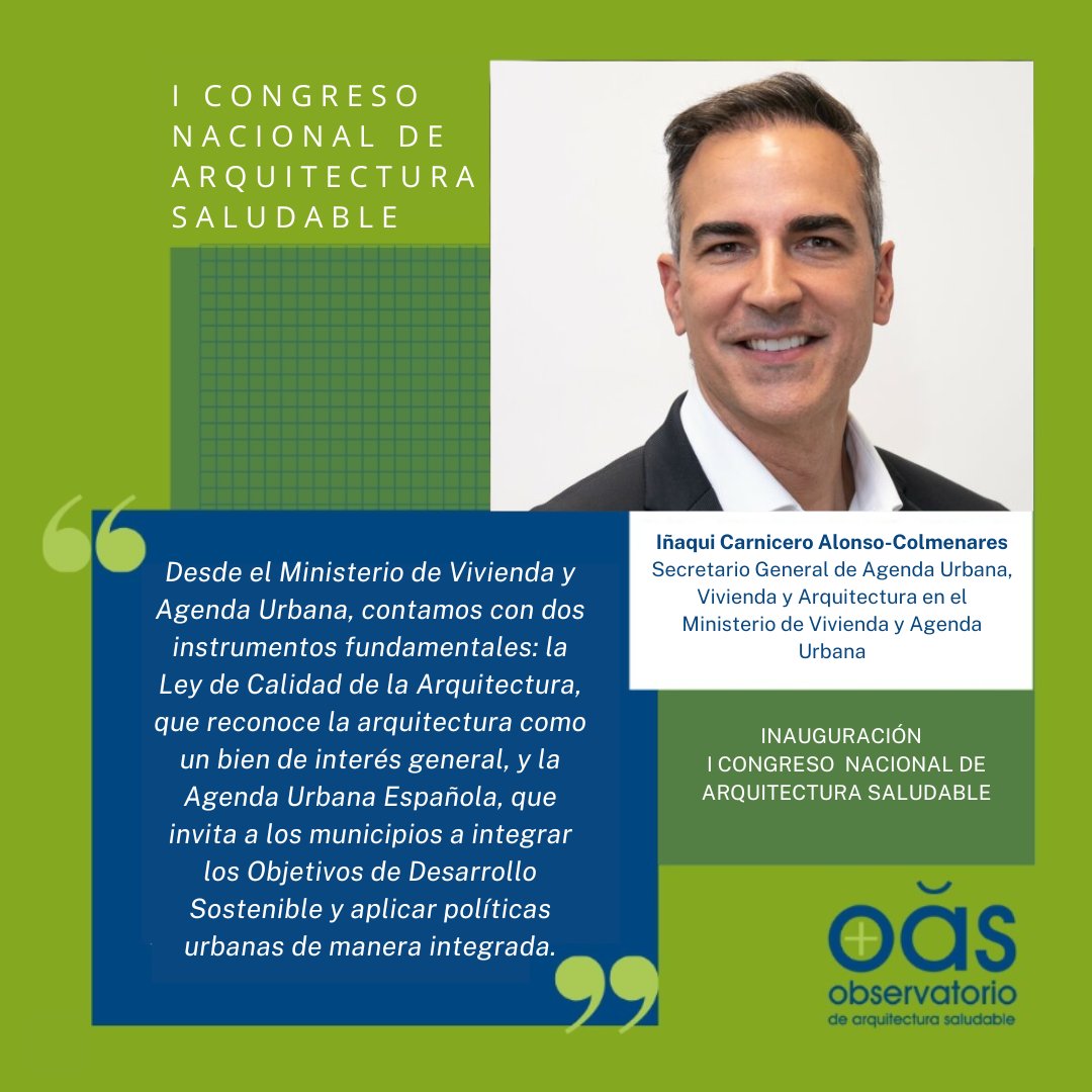 OASaludable (@oasaludable) on Twitter photo 🌟 La arquitectura saludable y el urbanismo son clave para un futuro más sostenible y mejor calidad de vida. 🏙️✨
🌐 <a href="/inaquicarnicero/">iñaqui carnicero</a> (<a href="/viviendagob/">Ministerio de Vivienda y Agenda Urbana</a>) en el I Congreso de Arquitectura Saludable.
#ArquitecturaSaludable #AgendaUrbana #Sostenibilidad #Bienestar #OAS 🌟 La arquitectura saludable y el urbanismo son clave para un futuro más sostenible y mejor calidad de vida. 🏙️✨
🌐 <a href="/inaquicarnicero/">iñaqui carnicero</a> (<a href="/viviendagob/">Ministerio de Vivienda y Agenda Urbana</a>) en el I Congreso de Arquitectura Saludable.
#ArquitecturaSaludable #AgendaUrbana #Sostenibilidad #Bienestar #OAS