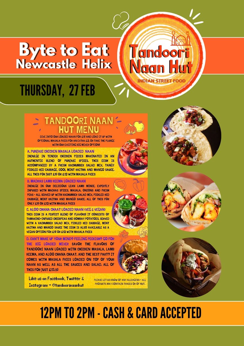 The Lumen, Newcastle Helix (@lumennewcastle) on Twitter photo Forget meal deals and sad sarnies this Thursday! <a href="/TandooriNaanHut/">Tandoori Naan Hut</a> is coming to @BytetoEat <a href="/newcastlehelix/">Newcastle Helix</a>, serving proper lush Indian street food from 12pm to 2pm. Forget meal deals and sad sarnies this Thursday! <a href="/TandooriNaanHut/">Tandoori Naan Hut</a> is coming to @BytetoEat <a href="/newcastlehelix/">Newcastle Helix</a>, serving proper lush Indian street food from 12pm to 2pm.