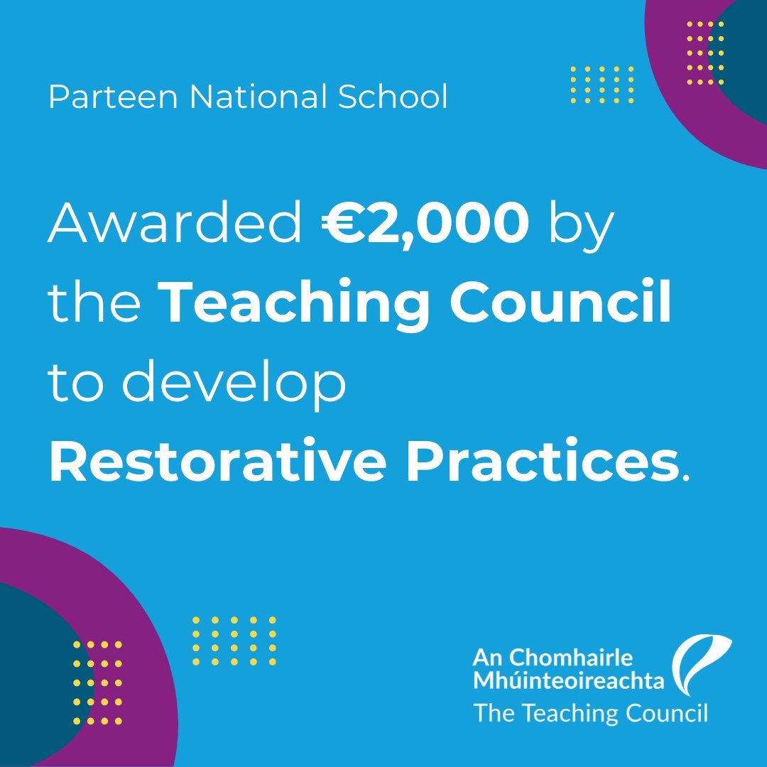 Parteen National School (@parteen_school) on Twitter photo We are delighted to announce that our application for the FÉILTE Bursary Scheme 2024 has been successful. We will be awarded €2,000 by the Teaching Council to invest in Restorative Practices, collaboration with <a href="/ClonlaraNS/">Scoil Seanáin Naofa, Clonlara</a>
<a href="/TeachingCouncil/">Teaching Council</a> ❤️ We are delighted to announce that our application for the FÉILTE Bursary Scheme 2024 has been successful. We will be awarded €2,000 by the Teaching Council to invest in Restorative Practices, collaboration with <a href="/ClonlaraNS/">Scoil Seanáin Naofa, Clonlara</a>
<a href="/TeachingCouncil/">Teaching Council</a> ❤️