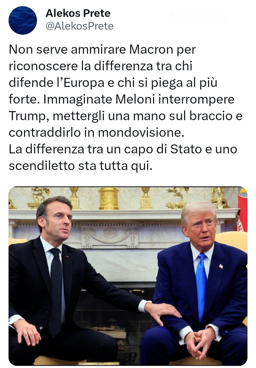 TommasoSpinel's tweet photo. #Macron #MacronTrump #Trump #UE #USA #Meloni #Melonivergogna https://t.co/YVcqqhkPYf