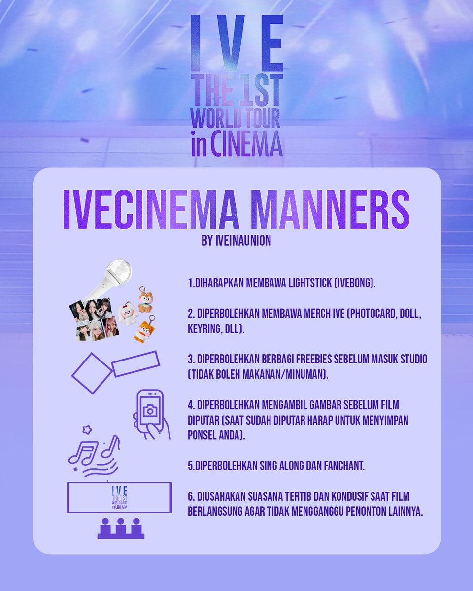 iveinaunion's tweet photo. INFO IVE CINEMA 🎬✨📢

DIVE! D-1 Menuju IVE THE 1ST WORLD TOUR in CINEMA jangan lupa cek panduannya ya!

Sampai ketemu di bioskop, Dive~! 🍿

#IVE_WORLD_TOUR_IN_CINEMA
#IVECinemaJKT #IVECinemaBDG #IVECinemaJOG #IVECinemaUPG https://t.co/US4jRmY3mI