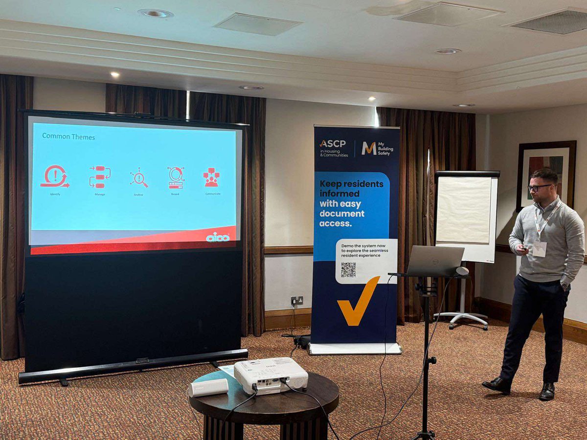 ASCP_UK's tweet image. On stage at #ASCPLive Scotland: Aico’s Gregor on tackling damp &amp;amp; mould in social housing!

Session: Damp and Mould – Case Management &amp;amp; Compliance
Key insights on best practices &amp;amp; compliance in housing.

#HousingSafety #Aico #SocialHousing
