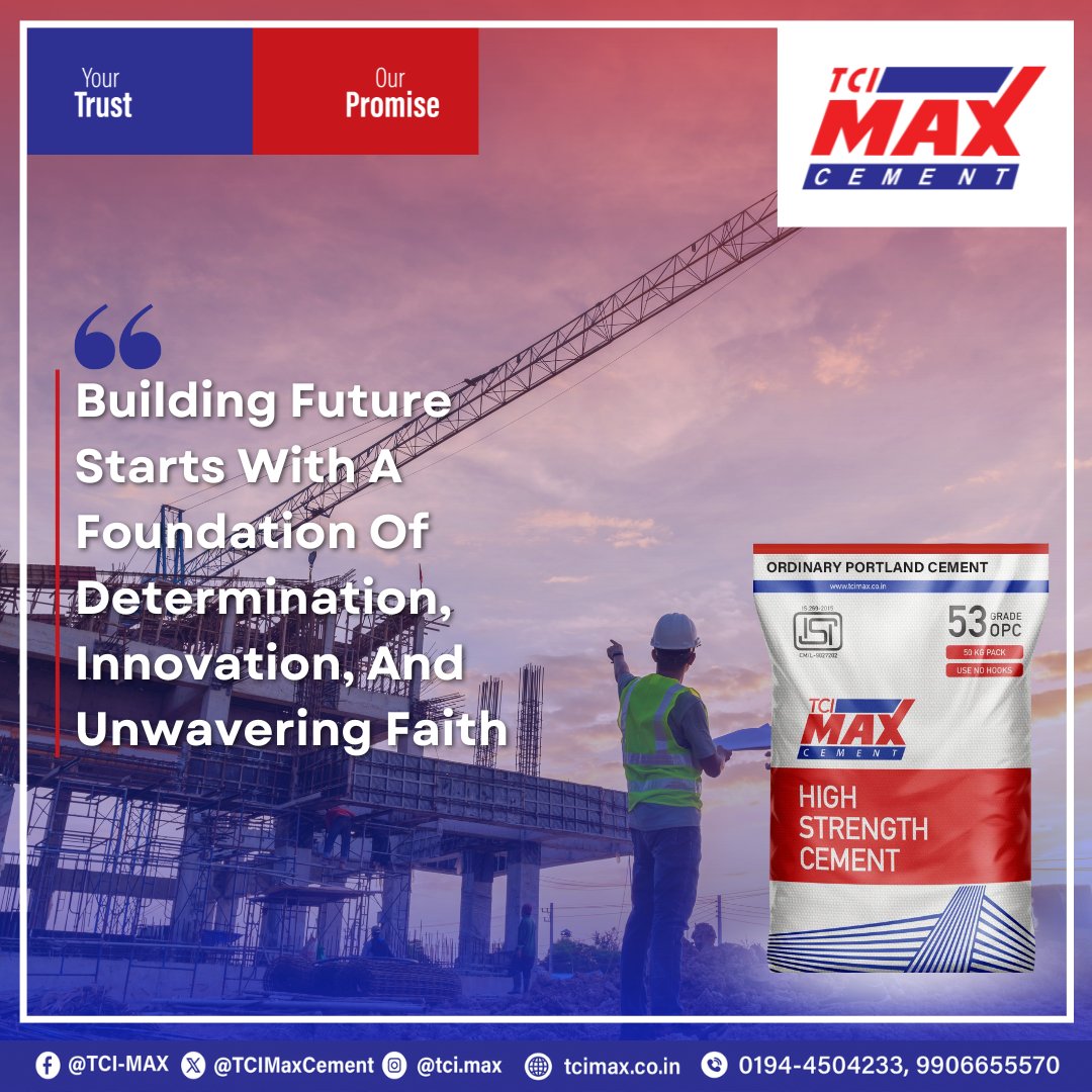TCIMaxCement's tweet photo. Building the future starts with a foundation of determination, innovation, and unwavering faith—just like TCI Max Cement.

#tcimaxcement #kashmir #srinagar #anantnag #baramulla #pulwama #ganderbal #kupwara #bandipora #shopian #kulgam #budgam #strength #trust #sustainability https://t.co/h9Zve3aplG