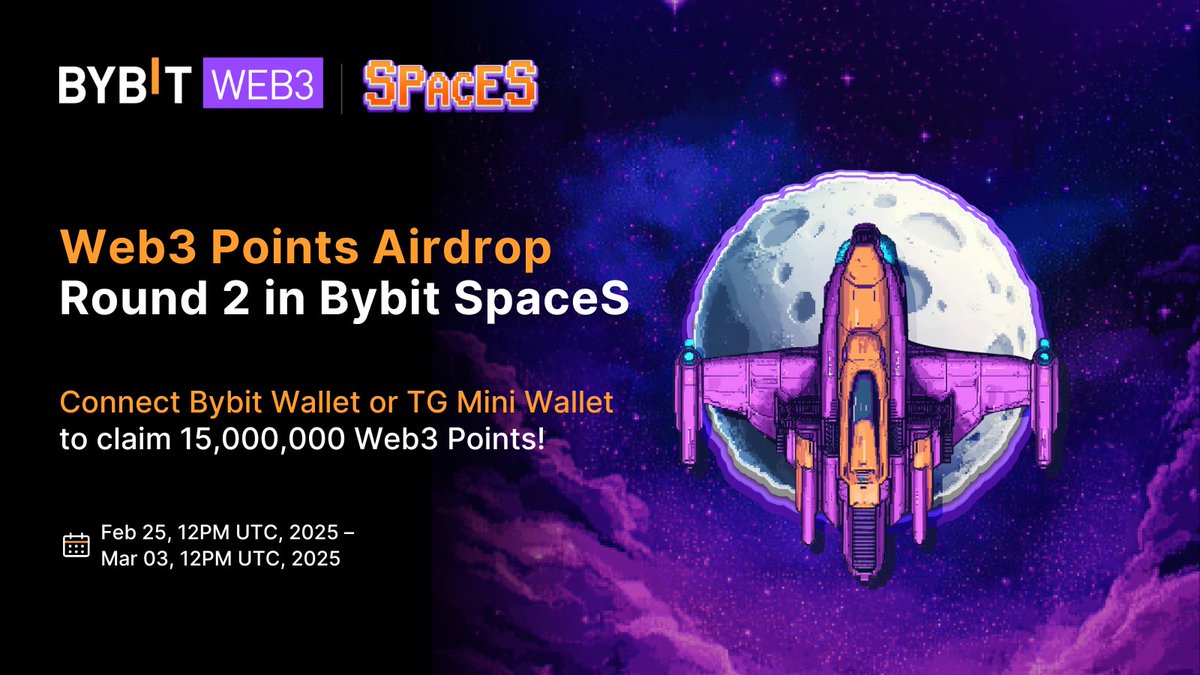 Alpha_Bybit's tweet photo. Missed Round 1 of Web3 Points Airdrop? No worries โ Round 2 just kicked off! ๐
๐ Farm SpaceS Points to win your share of the 45,000,000 Web3 Points prize pool. This week, we're giving away 15,000,000 Web3 Points!
๐๏ธ Feb 25, 2025, 12PM UTC โ Mar 3, 2025, 12PM UTC
Each 1,000 Web3 Points unlocks a chance to win up to 100 MNT or 10,000 PENGU in a lucky draw!
๐น Try your luck: https://t.co/7NRepPHPet
๐พ Earn Web3 Points: https://t.co/iPxjEvB5wA
#BybitWeb3 #SpaceS #FarmX #Web3Points