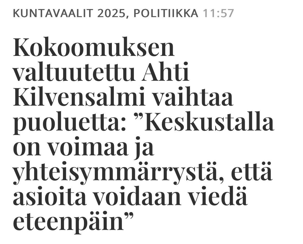 Lämpimästi tervetuloa Keskustaan, kokoomuksen kuntapäättäjä Ahti Kilvensalmi Kiuruvedeltä. Yhdessä palveluiden ja Suomen paremman suunnan hyväksi! 🎯
