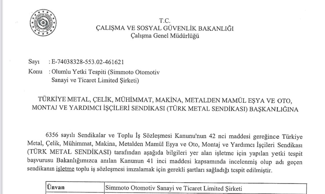 BUGÜNDE YİNE ARAMIZA YENİ KATILAN ARKADAŞLARIMIZI SELAMLIYORUZ.
SİMMOTO OTOMOTİV EMEKÇİLERİ AİLEMİZE HOŞGELDİNİZ...
Aksaray şubemizin çalışmaları sonucu SİMMOTO OTOMOTİV emekçileri de "Benim de sendikam Türk Metal..." dedi.
SİMMOTO emekçileri ile daha da güçlendik.
Örgütlenmede