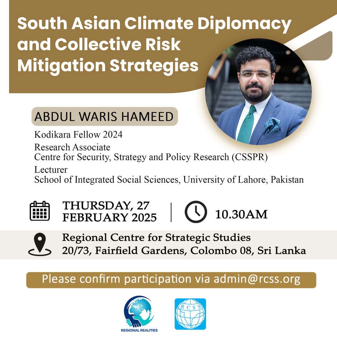 Really excited for my Kodikara Fellowship presentation on at <a href="/RCSSwire/">RCSS</a>. Indebted to <a href="/Rabs_AA/">Rabia Akhtar</a>  for being the bright light in my professional career &amp; Dr. Nazir Hussain, whose supervision played the pivotal role in my research report.
