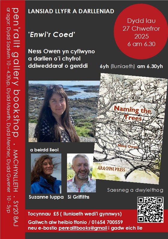 If you're near #Machynlleth on Thursday Feb 27th, at 6pm come+ say hello at the lovely Pen'rallt Books!
Refreshments too😊
Os da chi wrth Machynlleth dydd Iau, dewch i ddweud helo.😊
<a href="/wildernesspoet/">Suzanne Iuppa</a>  <a href="/SiGriffiths/">Simon Griffiths</a> #poetrycommunity <a href="/aberuninews/">Aber Uni News</a>
Tickets 👇: penralltgallerybookshop.co.uk/event-digwyddi…