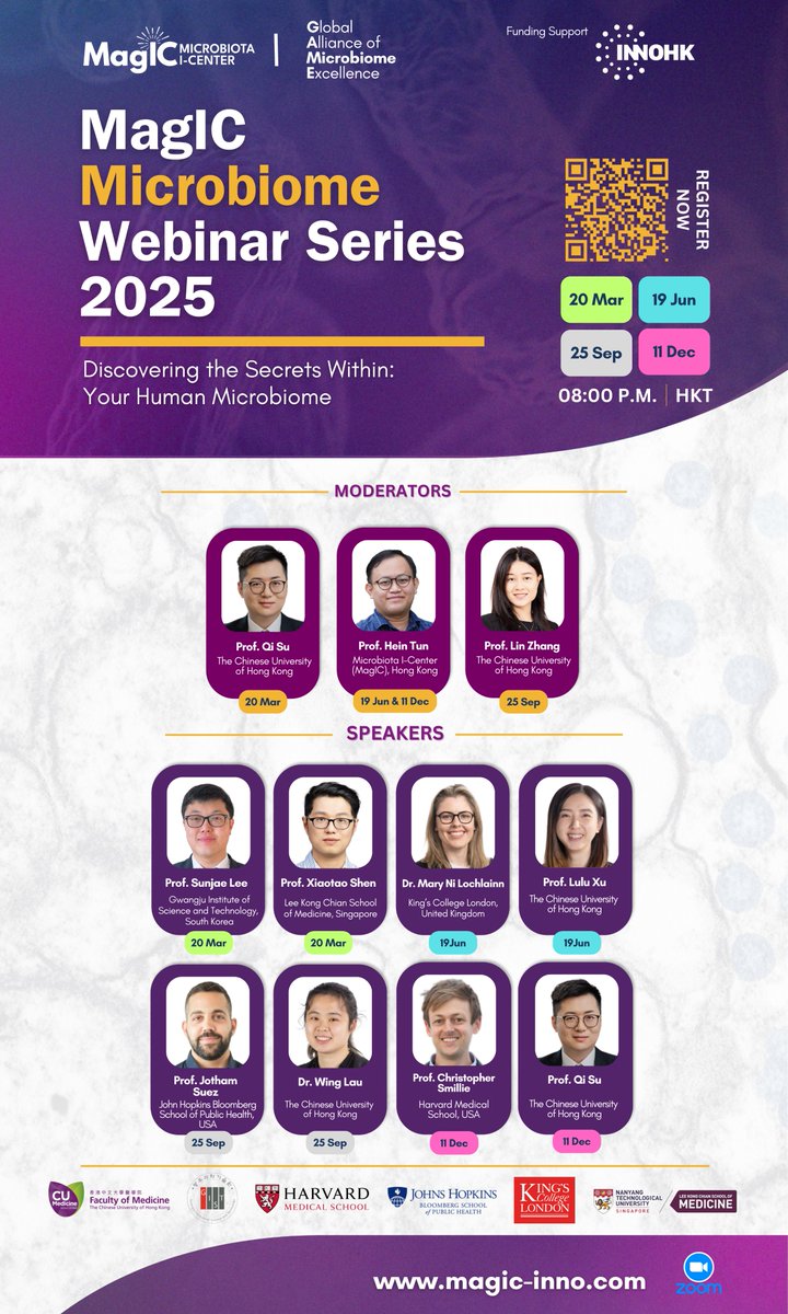 magic_limited's tweet image. Unveil the human microbiome's secrets at the 2025 MagIC Microbiome Webinar Series! Quarterly webinars exploring discoveries and the potential of microbiome research.
Dates: Mar 20, Jun 19, Sep 25, Dec 11, 2025, 8-9:40 PM (HKT)
Register:
magic-inno.com/2025-webinar-wβ¦