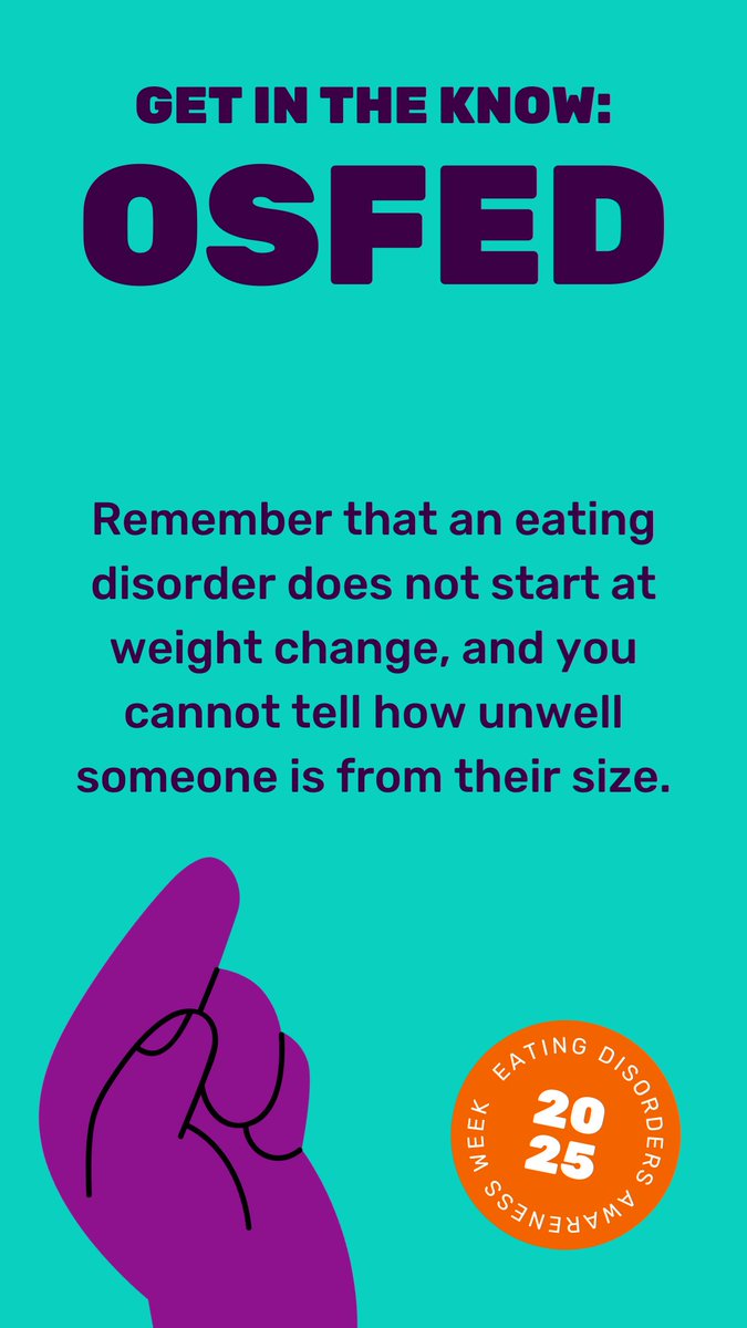 beatED's tweet photo. Each day this week, we'll be highlighting a type of eating disorder - today we're talking about OSFED. If you recognise these signs in yourself, or someone you love, contact our Helpline today 💜 https://t.co/W9IPyIn5NW