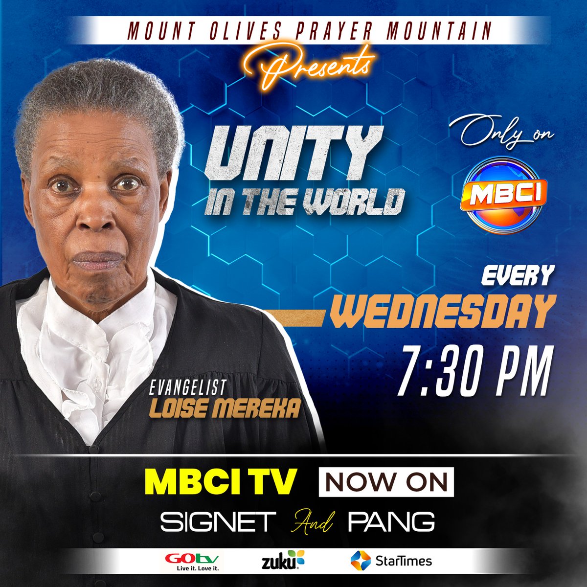 MBCITVKENYA's tweet photo. Tune in every Wednesday at 7:30 PM on MBCI TV for Unity in the World with Evangelist Loise Mereka,
Now available on Signet, Pang, GOtv, Zuku, and StarTimes, it is easier to watch from anywhere.
#unityintheworld #mbcitv #EvangelistLoiseMereka #faith #inspiration #StayConnected https://t.co/FDik6LD6J1