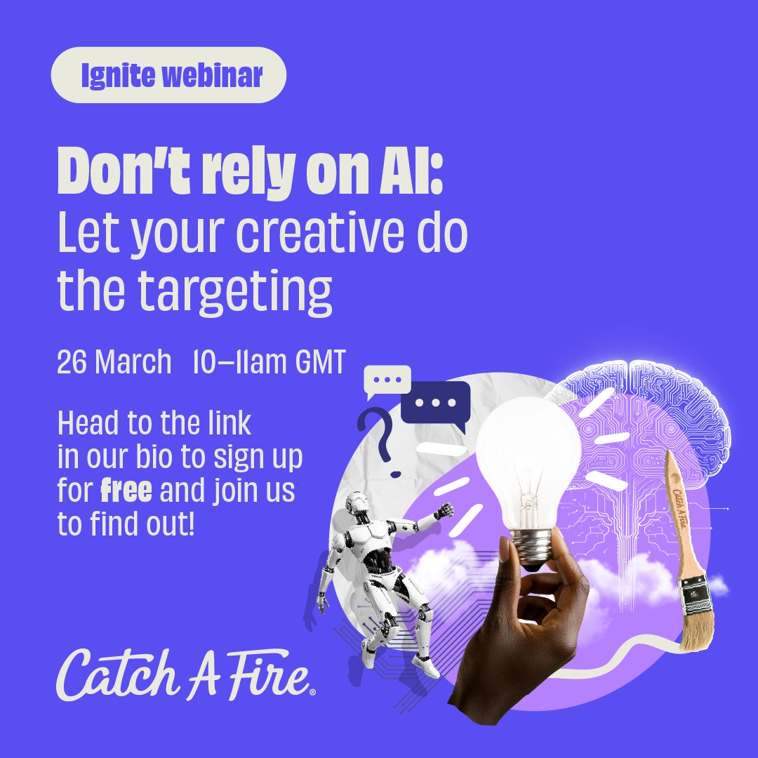 We’re back with a brand new webinar in our Ignite Series 🔥 - Don't Rely on AI: Let your creative do the targeting 🎯

✅Sign up not for free and join the discussion: eventbrite.co.uk/e/dont-rely-on…