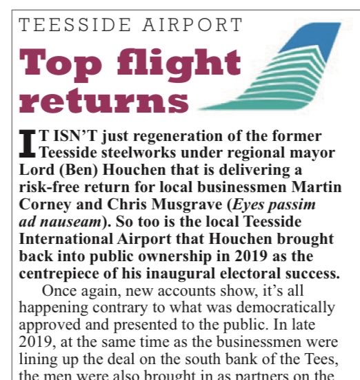 rbrooks45's tweet photo. Latest mega-deal for businessmen on Teesside - the airport business park that they were said to be investing in but is now funded entirely by taxpayer - while they get 50% ownership. Full story in ⁦@PrivateEyeNews⁩. https://t.co/4XnuGAz0cQ