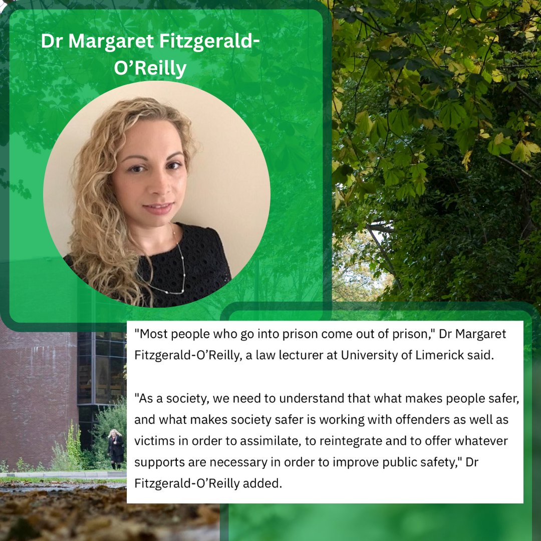 Dr Margaret Fitzgerald O’Reilly recently discussed the monitoring of sex offenders in the community post release from prison on RTE Prime Time. 

The video can be viewed here: rte.ie/player/series/…

Dr O’Reilly’s comments were also reported in the paper: rte.ie/news/primetime…