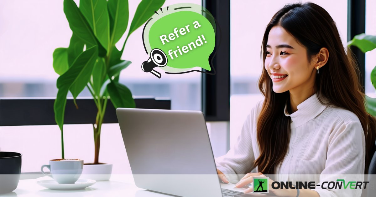 onlineconvert's tweet image. Spread the Word, Reap the Rewards! 

🔹 Simply log in, go to Dashboard, and click &quot;Refer a Friend&quot;.
🔹 Share your referral link with friends and colleagues.
🔹 Watch your Credits grow when they sign up!

Start sharing today and enjoy the perks! 🚀 #OnlineConvert