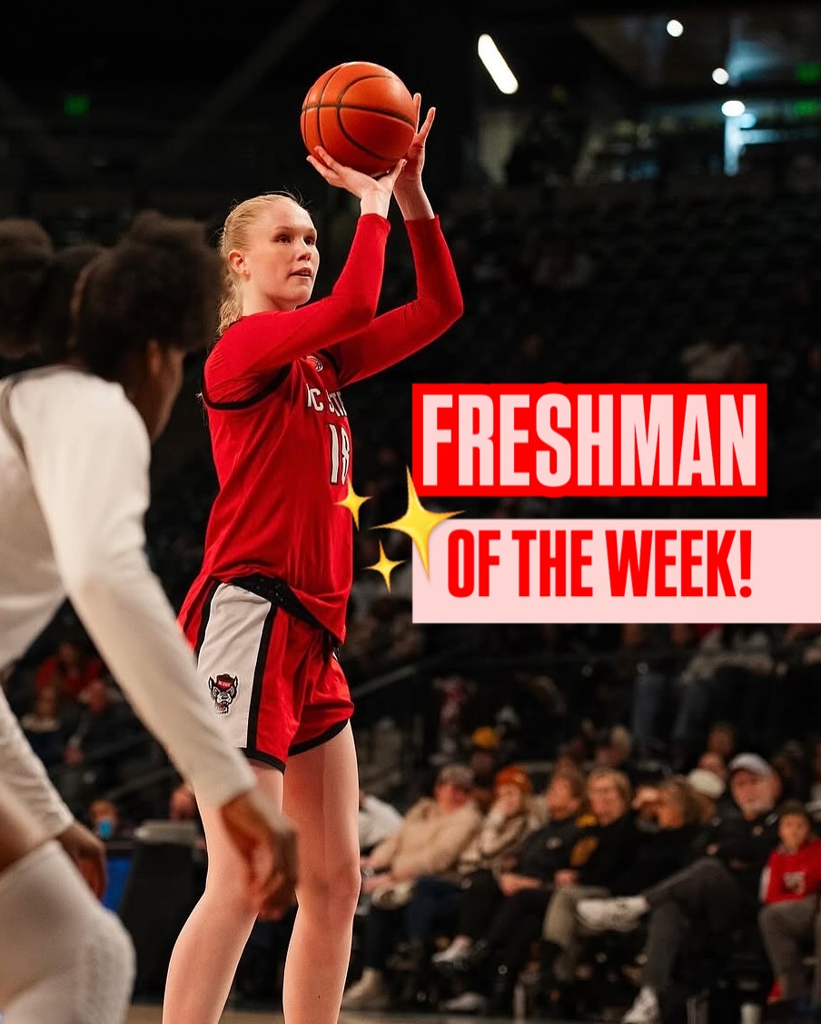 basketse's tweet photo. Bara början. 👊💫

Tilda Trygger stod för 19 PTS &amp; 9 REB när hennes NC State besegrade No. 1-rankade Notre Dame i helgen - och blev även utsedd till ”Freshman Of The Week” i ACC-conference! 👏

#SvenskBasket | #NCAA https://t.co/Bzo4bxzphk