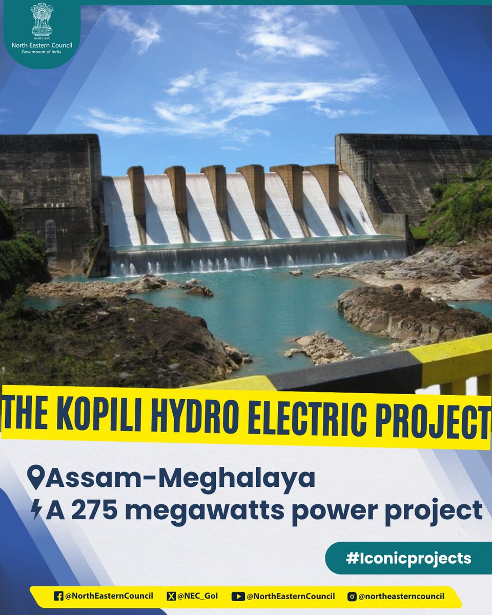 NEC_GoI's tweet photo. The Kopili Hydro Electric Project, spanning Assam & Meghalaya, is one of NEC’s landmark projects. Operating from Khangdong & Kopili H.E Projects, it powers all Northeastern states with clean energy.
#IconicProject #NEC #KopiliHEP #RenewableEnergy #SustainablePower #NEIndia https://t.co/RkzSzq6efs