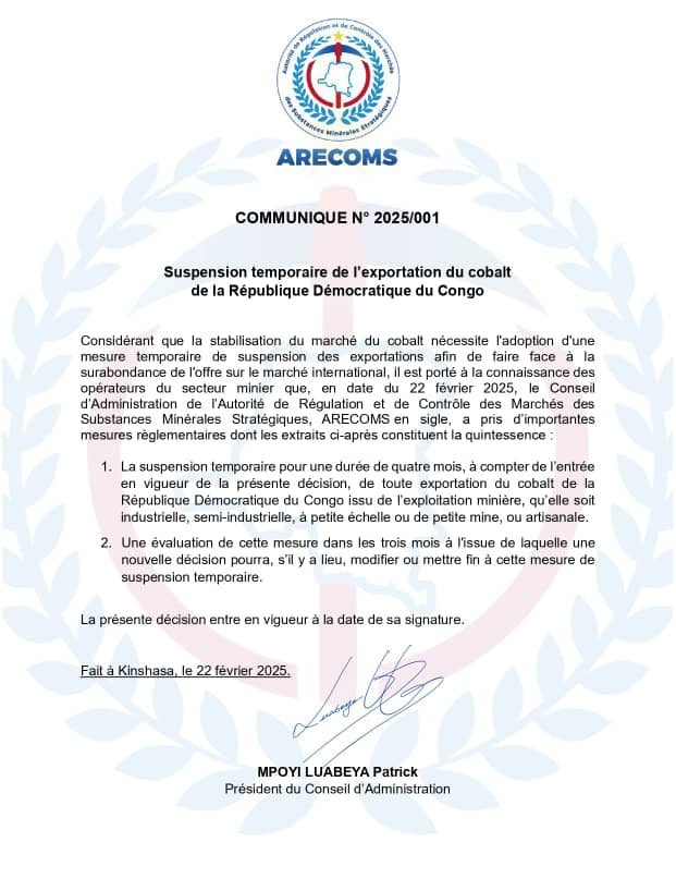 NestorSiurana's tweet image. 🔴 Última hora RD Congo | El Congo SUSPENDE TODAS las exportaciones de COBALTO.

Terremoto en los mercados mundiales.

La RDC representa el 75% de toda la producción mundial de cobalto, un mineral imprescindible para la tecnología. 

El gobierno congoleño suspende por un período…
