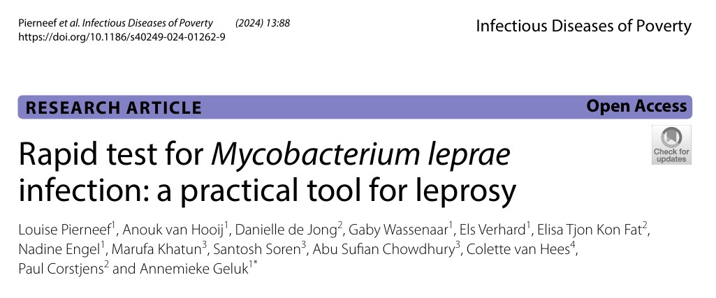 LeprosyResearch's tweet photo. More progress in leprosy diagnostics. Rapid test for Mycobacterium leprae infection: a practical tool for leprosy
https://t.co/eHY46O6mlX
Great partnership with @Leprosymissint and @LUMC_Leiden team led by @gelukkiger https://t.co/baEhS32MB2