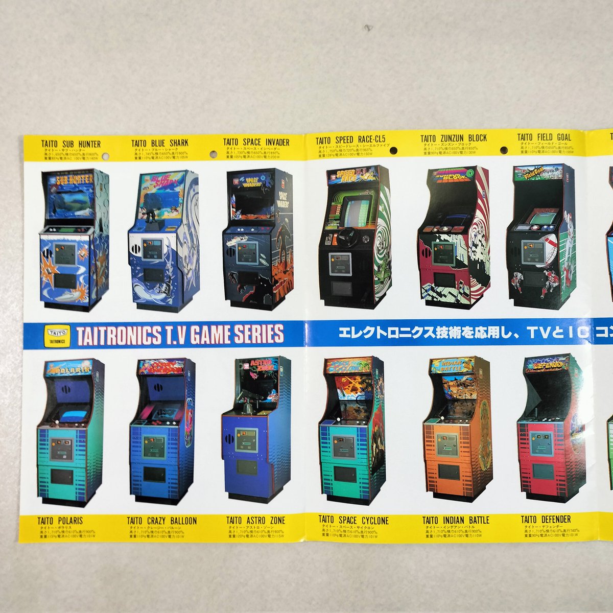 タイトロニクスシリーズゲーム アーケード筐体 パンフレット Game Tv タイトー「TVゲームマシン'82総合カタログ」チラシ(2)/TAITO タイトーカタログ その他