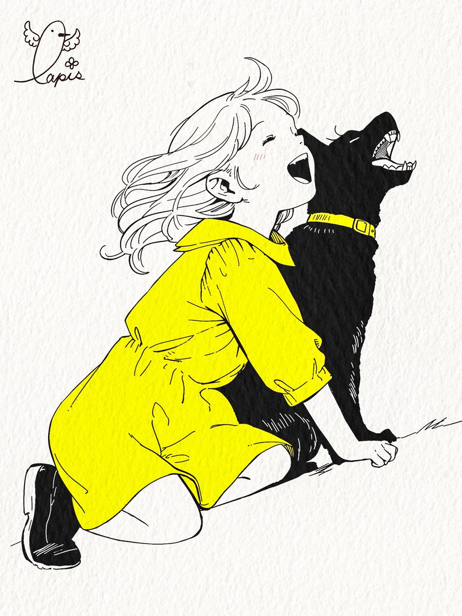 .

　　🐕‍🦺　僕を見つけてくれてありがとー‼︎

　　👩‍🦰　出会ってくれてありがとぉー‼︎

.
#イラスト