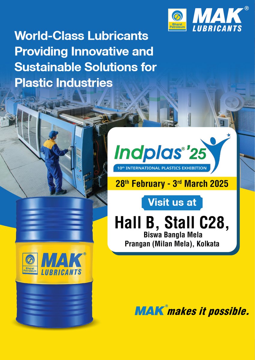 Explore our advanced lubricant solutions tailored for the plastic industry, ensuring innovation, efficiency, and sustainability.
Smoother operations. Greener solutions. Unmatched performance.

MAK makes it possible!

Join us at Hall B, Stall C28 from February 28 to March 3, 2025,