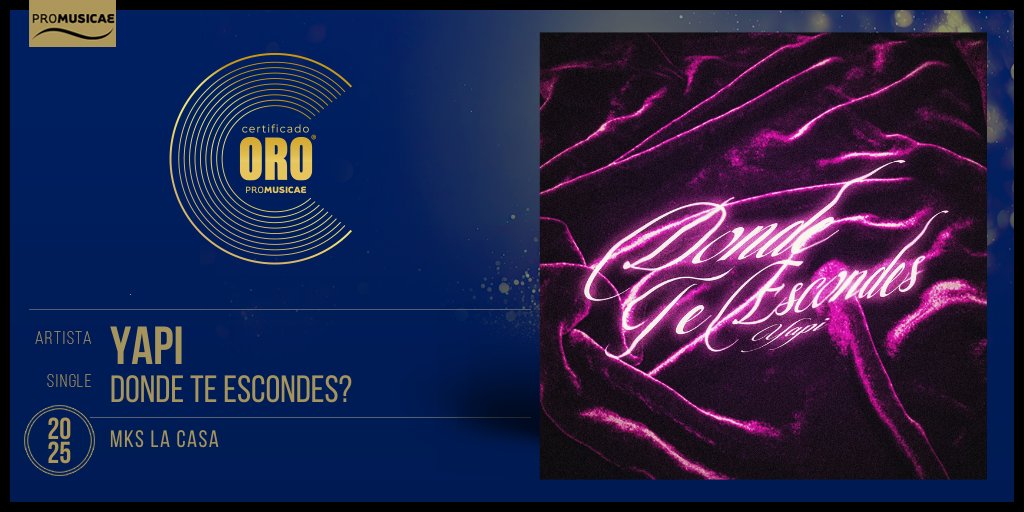 portaldemusica's tweet photo. 🎶  #DiscoDeOro📀para DONDE TE ESCONDES? de Yapi https://t.co/7G7dz4RC4G