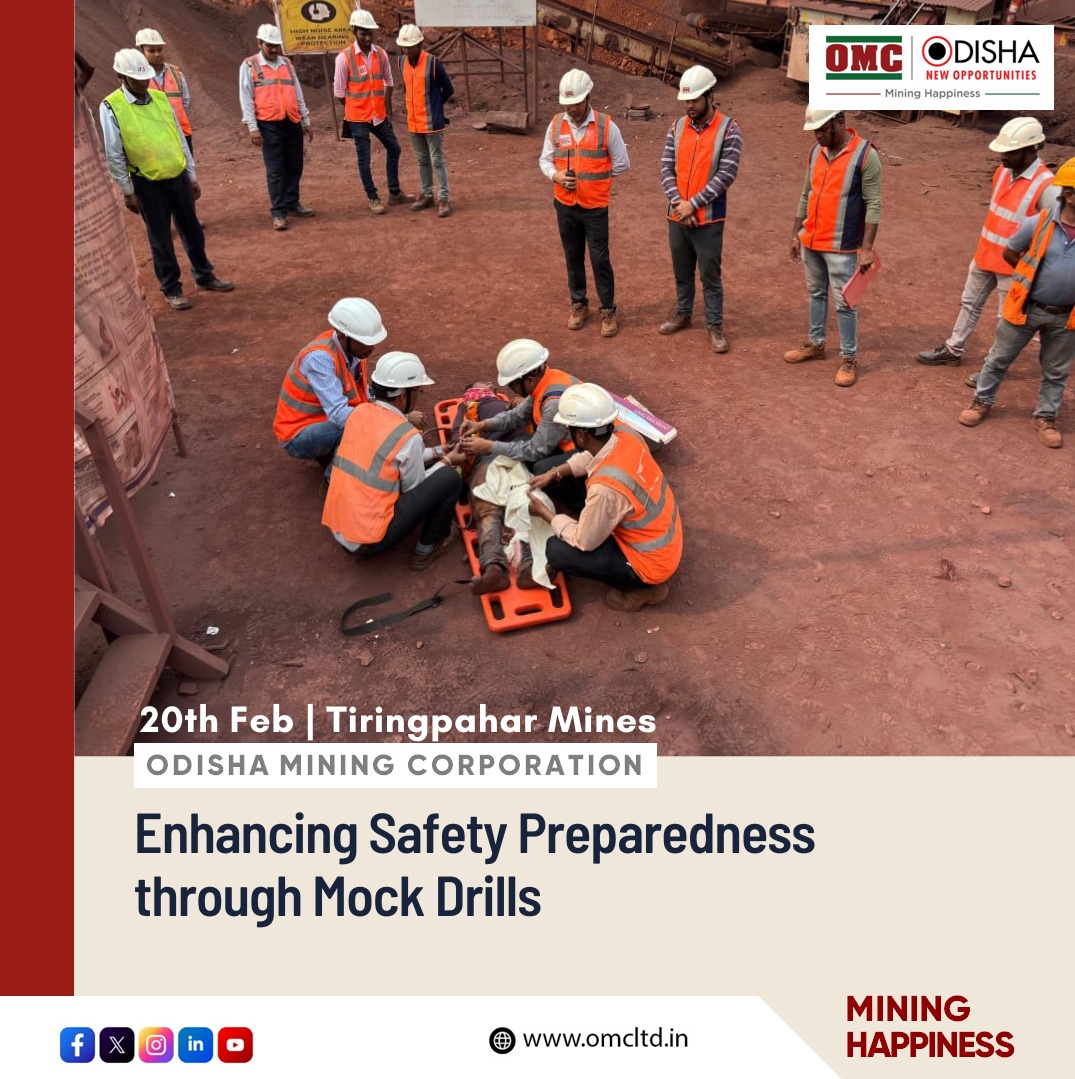 odisha_mining's tweet image. #MineSafety 𝐭𝐡𝐫𝐨𝐮𝐠𝐡 𝐏𝐫𝐞𝐩𝐚𝐫𝐞𝐝𝐧𝐞𝐬𝐬

On 20th Feb,a surprise mock drill at #OMC's Tiringpahar IronOre Mine focused on ensuring safety at the crusher plant. It assessed emergency response,recorded response times, identified gaps &amp;amp; set an action plan for improvements