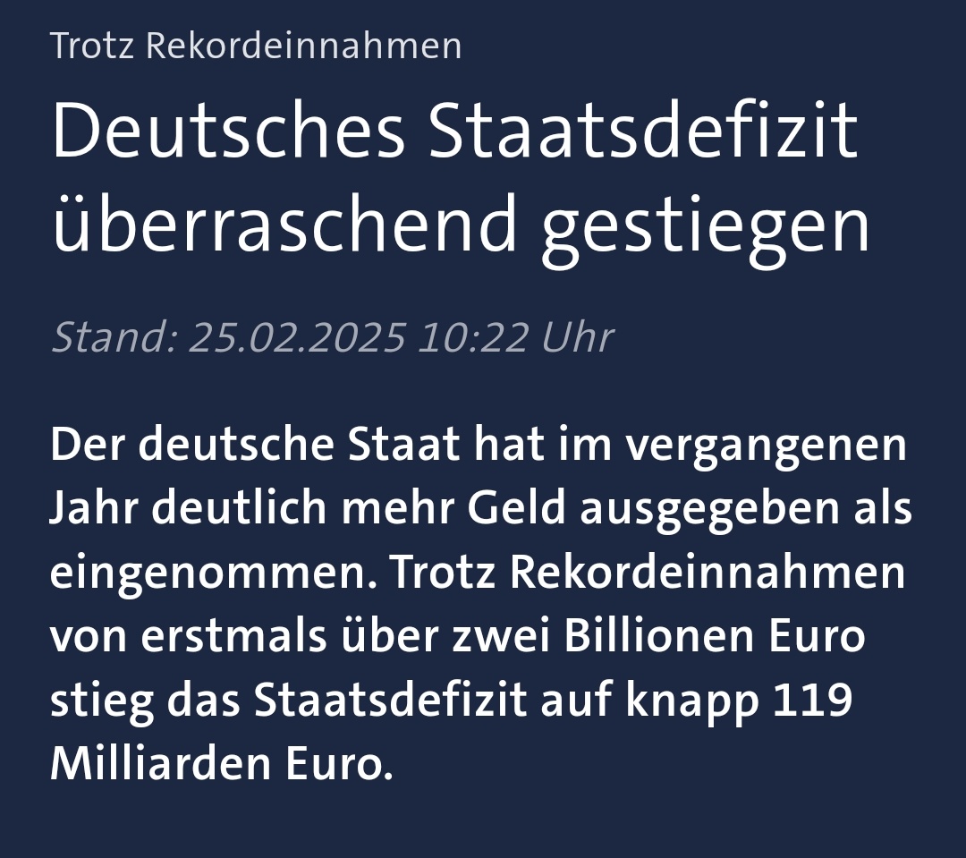 Es ist niemals genug. Nie!

Dieser adipöse, fresssüchtige Staat könnte 4 Billionen einnehmen und es wäre noch immer zu wenig. Er findet einfach immer neue Wege, noch mehr Geld zu verschwenden.

Und darum verbietet sich auch jede Debatte, die seine Einnahmenseite erhöhen will.