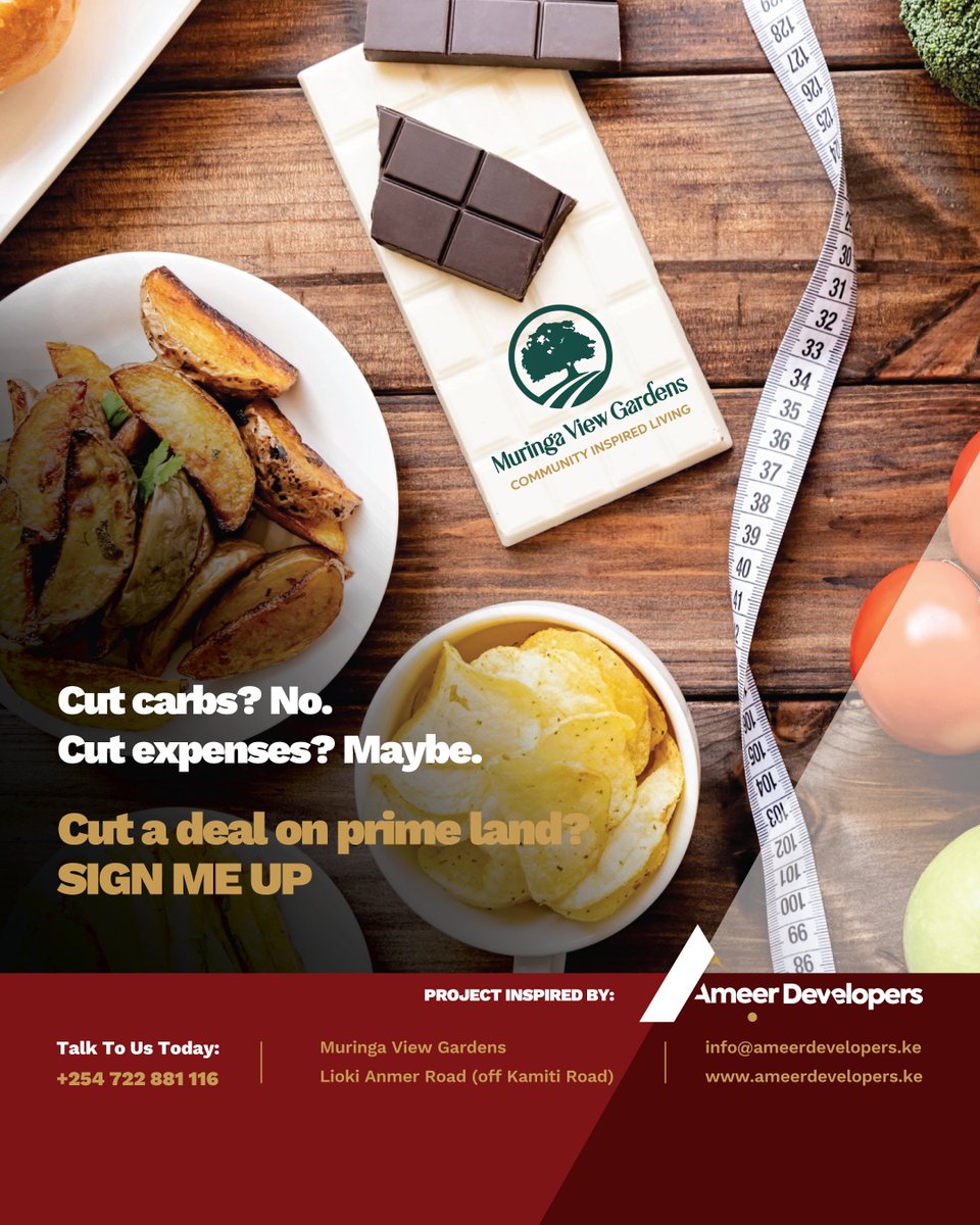 AmeerDevKe's tweet photo. Who says real estate investments can't be delicious? It is not too late to start the year on the right foot with an investment that nourishes your future. Premium plots, flexible payment plans, and unbeatable locations await!
Call +254 722 881 116 or visit https://t.co/gOmHCrLbyx https://t.co/QxrBkwpXFE