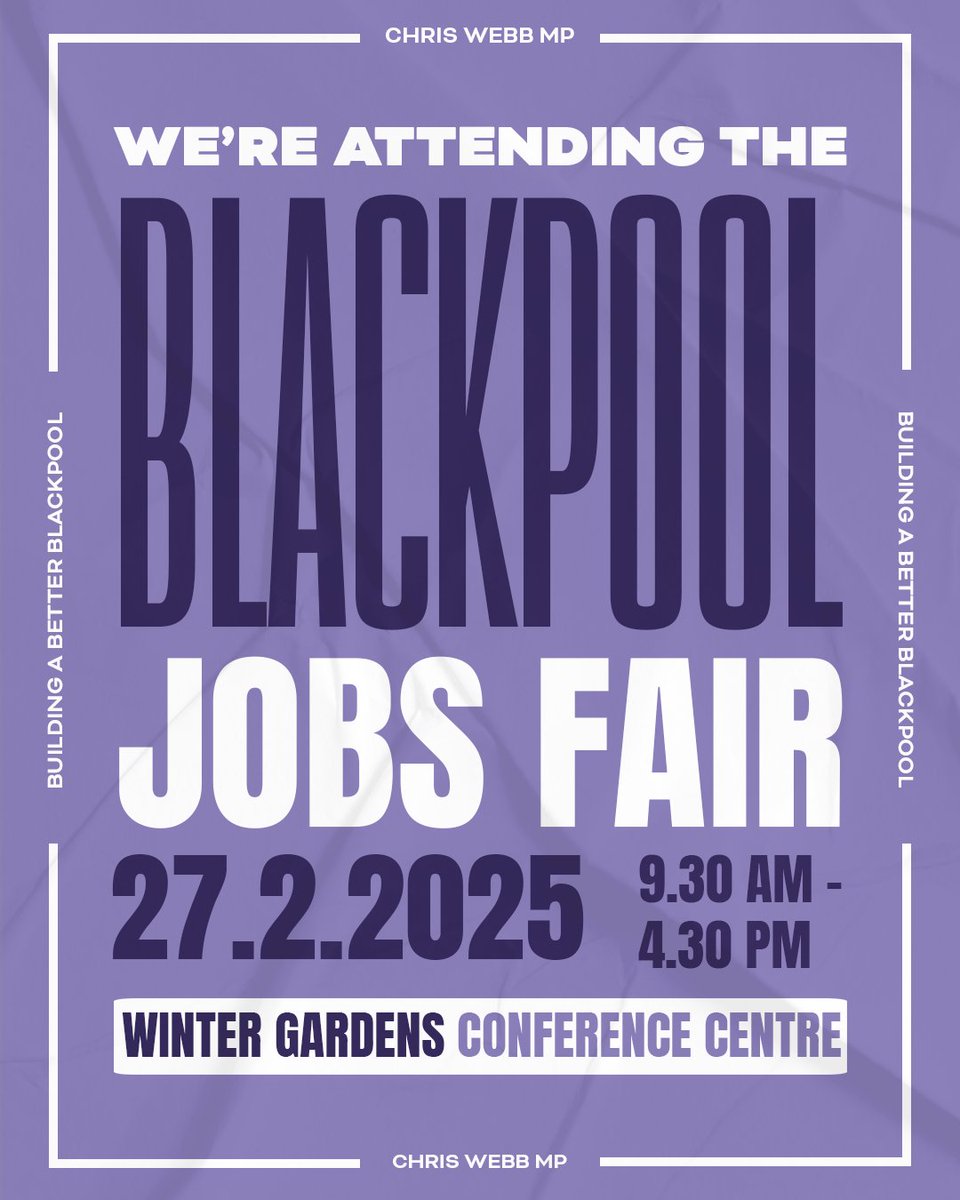 tt_blackpool's tweet photo. Come along and have a chat with us and many more local companies at the Blackpool Jobs Fair on Thursday. https://t.co/9cLenR4NXl