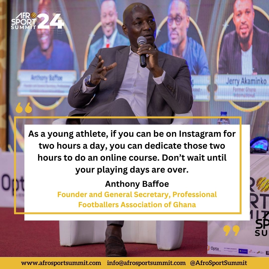 Education is key. Young athletes who invest in education can have the opportunity to explore other career options beyond the pitch.

Anthony Baffoe advises young African athletes to invest in education during their playing days to safeguard their future.

#AfroSportSummit