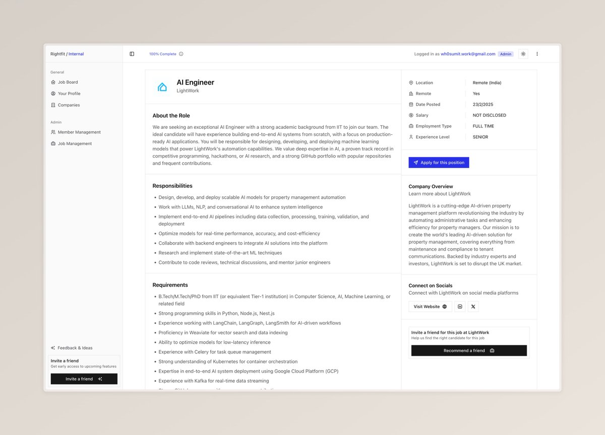still hiring for an AI Engineer! [remote] 🚨

we’re still looking for a solid ai engineer for a us-based startup. if you’ve got the skills, apply today!

tech stack → python, node.js, nest.js, langchain, langgraph, langsmith

check out the JD on the platform &amp; apply now →
