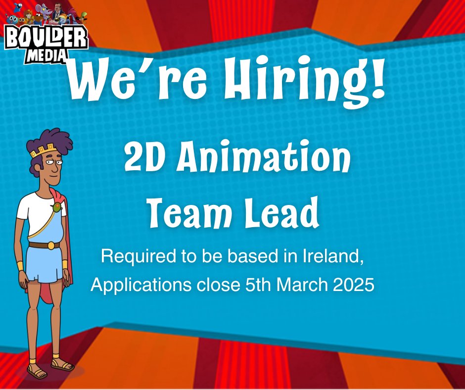 Boulder Media (@bouldermedialtd) on Twitter photo We're hiring! 😁
2D Animation Team Lead.
Applications close on March 5th.
Apply using the link below. Best of luck! 🌟
63cfe2b674b466401a5d1aa2.kenjo.io We're hiring! 😁
2D Animation Team Lead.
Applications close on March 5th.
Apply using the link below. Best of luck! 🌟
63cfe2b674b466401a5d1aa2.kenjo.io