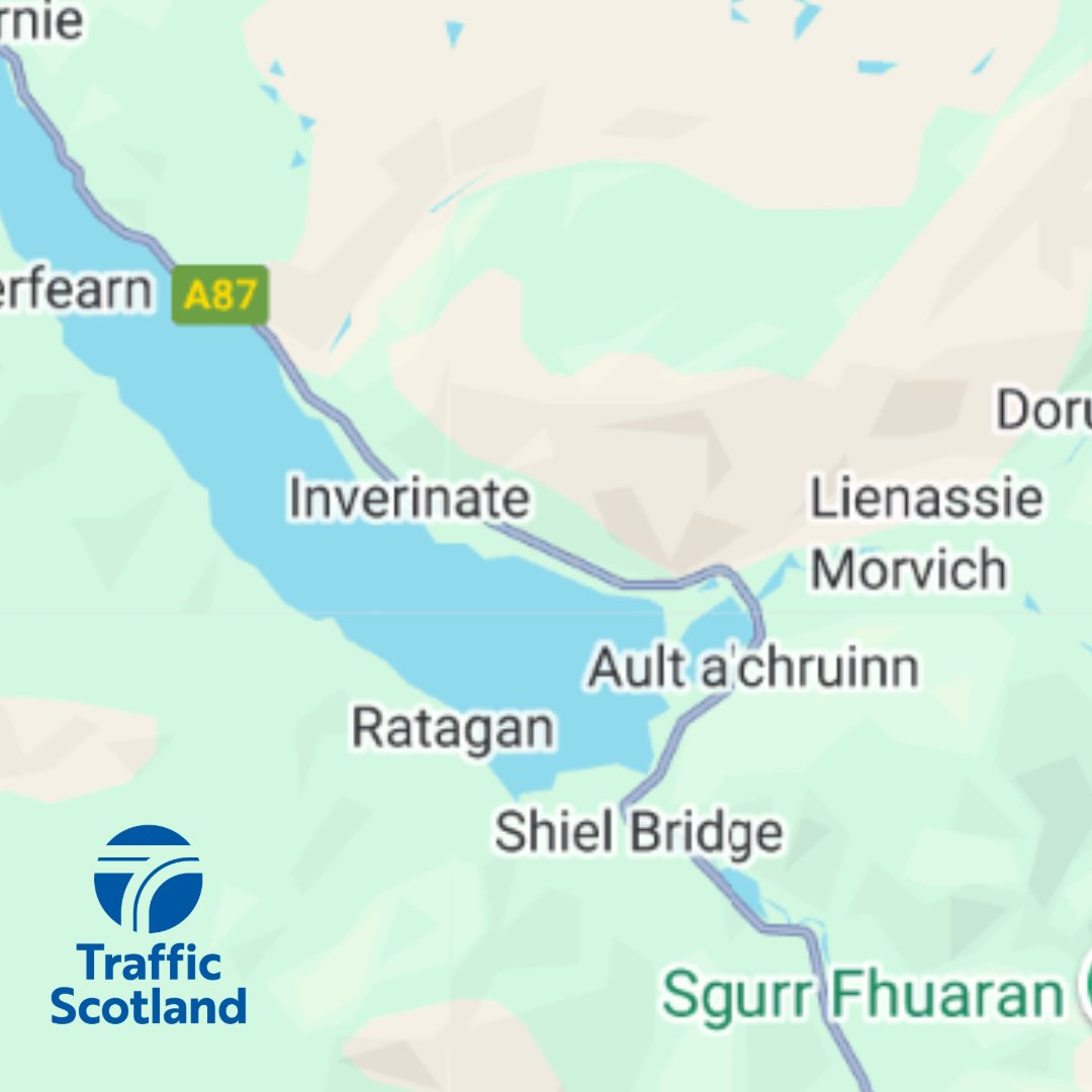 trafficscotland's tweet image. NEW ❗⌚ 11:38

🛣️ #A87 Inverinate 

⚠️The A87 is closed in both directions at Inverinate, due to a road traffic collision. Road users are advised to use an alternative route and allow extra time for their journey.

#UseCaution on approach ❗

@NWTrunkRoads