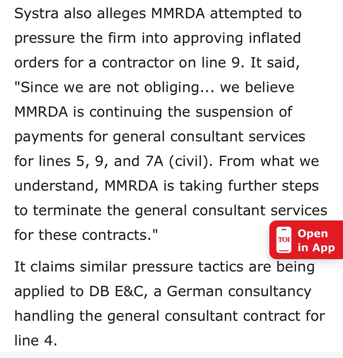 Imagine the extent of corruption in Mumbai’s administration that a French company actually decides to go to court and use the consulate for it. 
Corruption is killing any Ease of Doing Business in India.