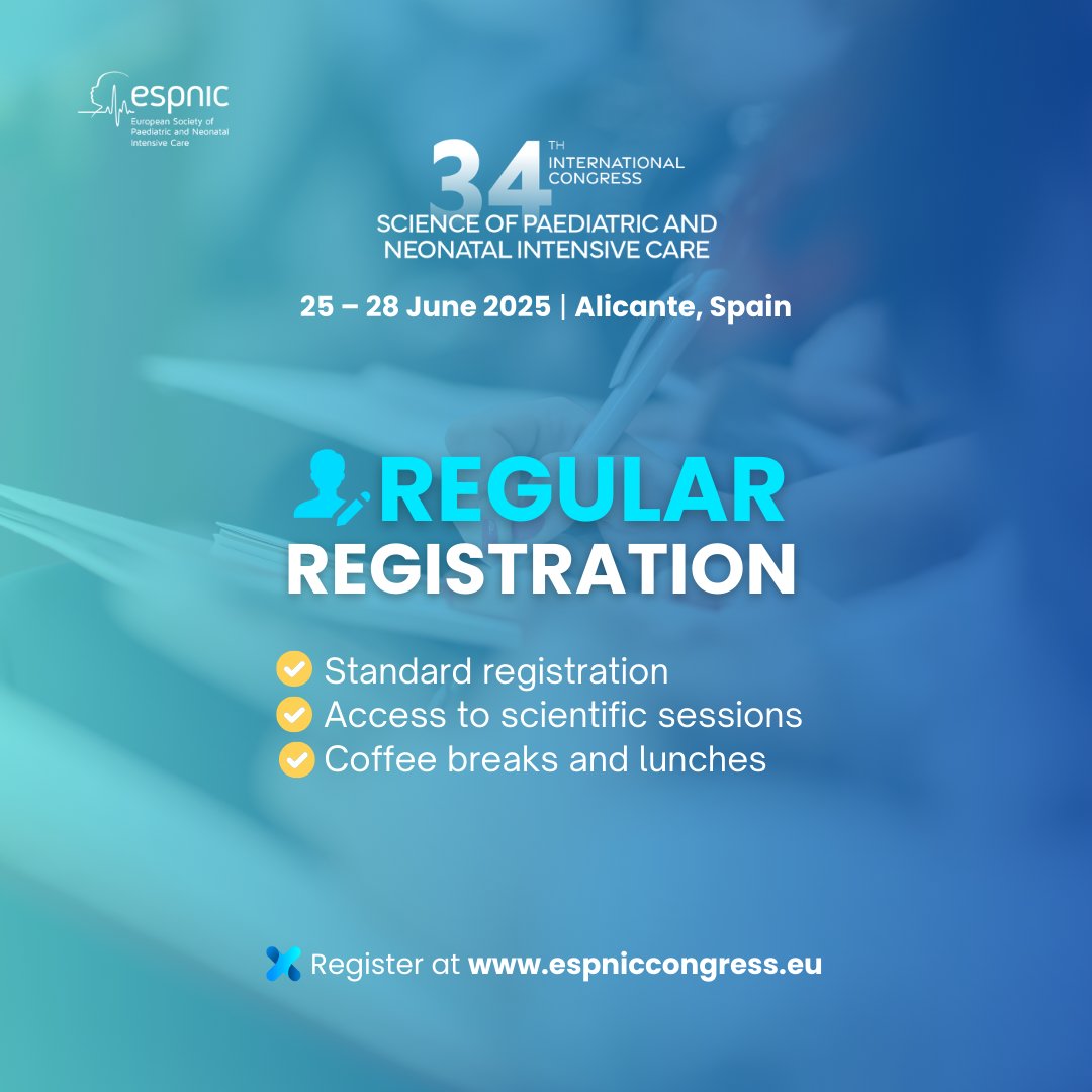 Join us in Alicante this June for an elevated #ESPNIC congress experience with exclusive benefits designed for professionals like you!

Register now☑️ : bit.ly/ESPNIC-REGISTER

#PedICU #intensivecare #neonatologyconference #PediatricCare #pedicu #doctors #nurse
