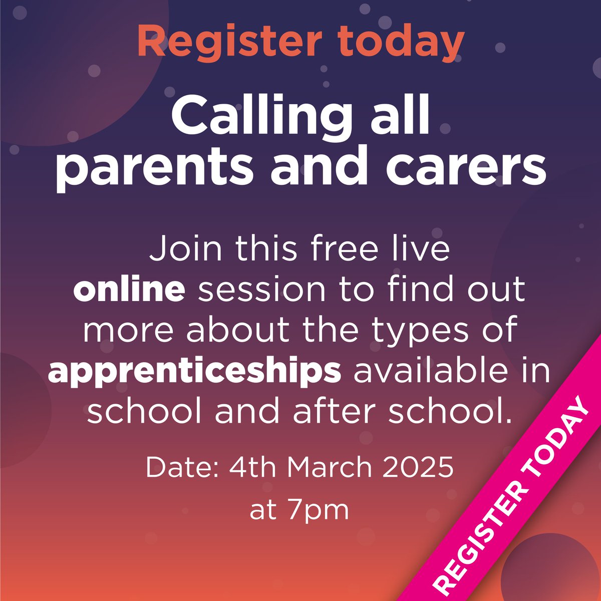 Scottish Apprenticeship Week 💫

Join this exclusive webinar for parents &amp; carers, hosted by <a href="/apprentice_scot/">Apprenticeships.scot</a> on 4th March. 

Register here: eventbrite.co.uk/e/scottish-app…

Don't miss out! 

#scotappweek25