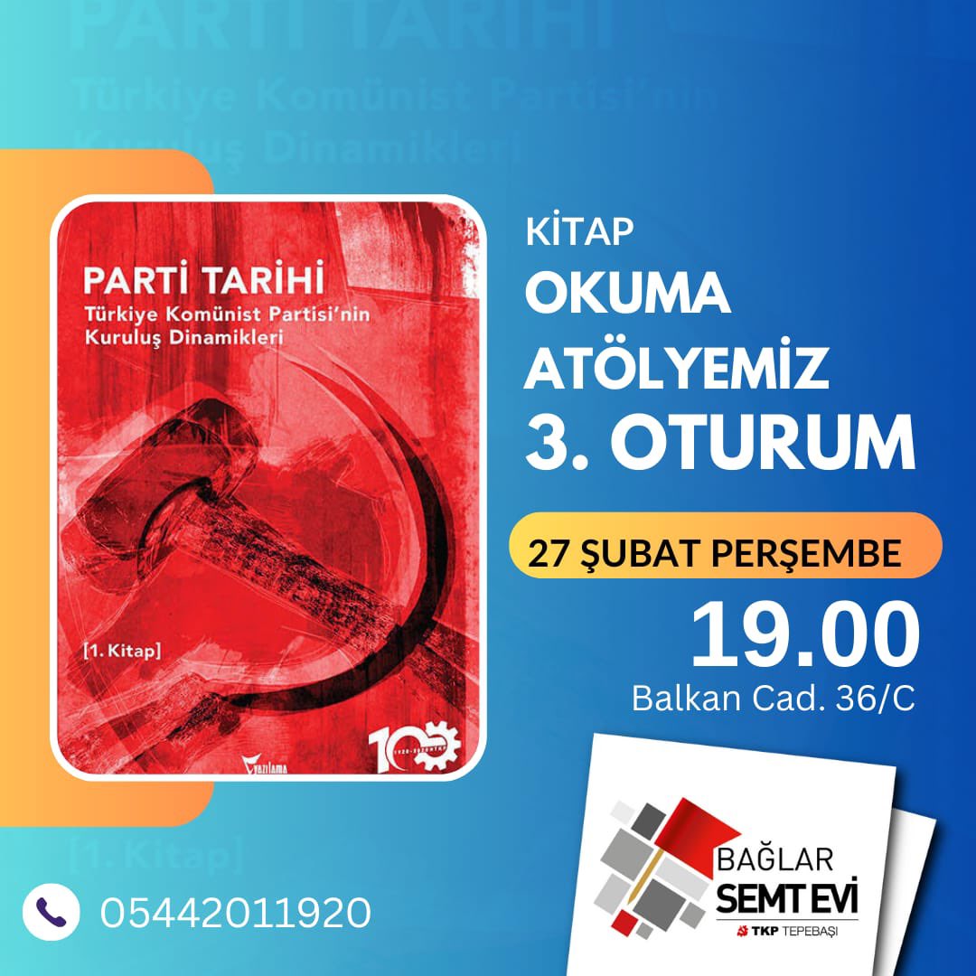 Kitap Okuma Atölyesi'nin 3. ve son oturumunu 27 Şubat Perşembe günü Bağlar Semt Evi'nde gerçekleştireceğiz. Katılmak için bizimle iletişime geçebilirsiniz.