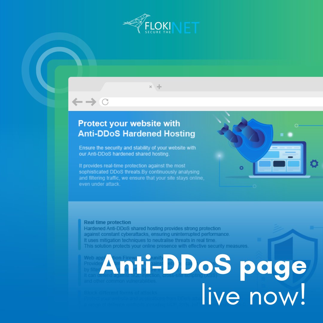 FlokiNETehf's tweet image. 🚀Our new Anti-DDoS page is live now! 🚀
Real-time protection to stay online, even under attack.
Explore now! 🔗flokinet.is/anti-ddos-host…
#AntiDDoS #FlokiNET #SecureTheNet
