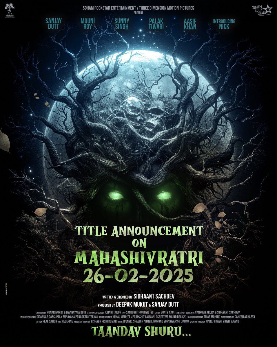 Arre baba hain toh #TAANDAV toh hoga hi! 😈 
Get ready for a spectacle where Horror meets Action and Comedy brings the madness! 
Big Announcement TOMORROW! #TaandavShuru
@DuttSanjay <a href="/mesunnysingh/">Sunny Singh</a> <a href="/palaktiwarii/">Palak Tiwari</a> <a href="/aasifkhan_1/">Aasif Khan</a> @beyounick182 <a href="/sachdevsidhaant/">sidhaant sachdev</a> <a href="/vanky_arora/">vaNkuSh aRoRa</a> <a href="/jam8studio/">Jam 8 Studio</a>