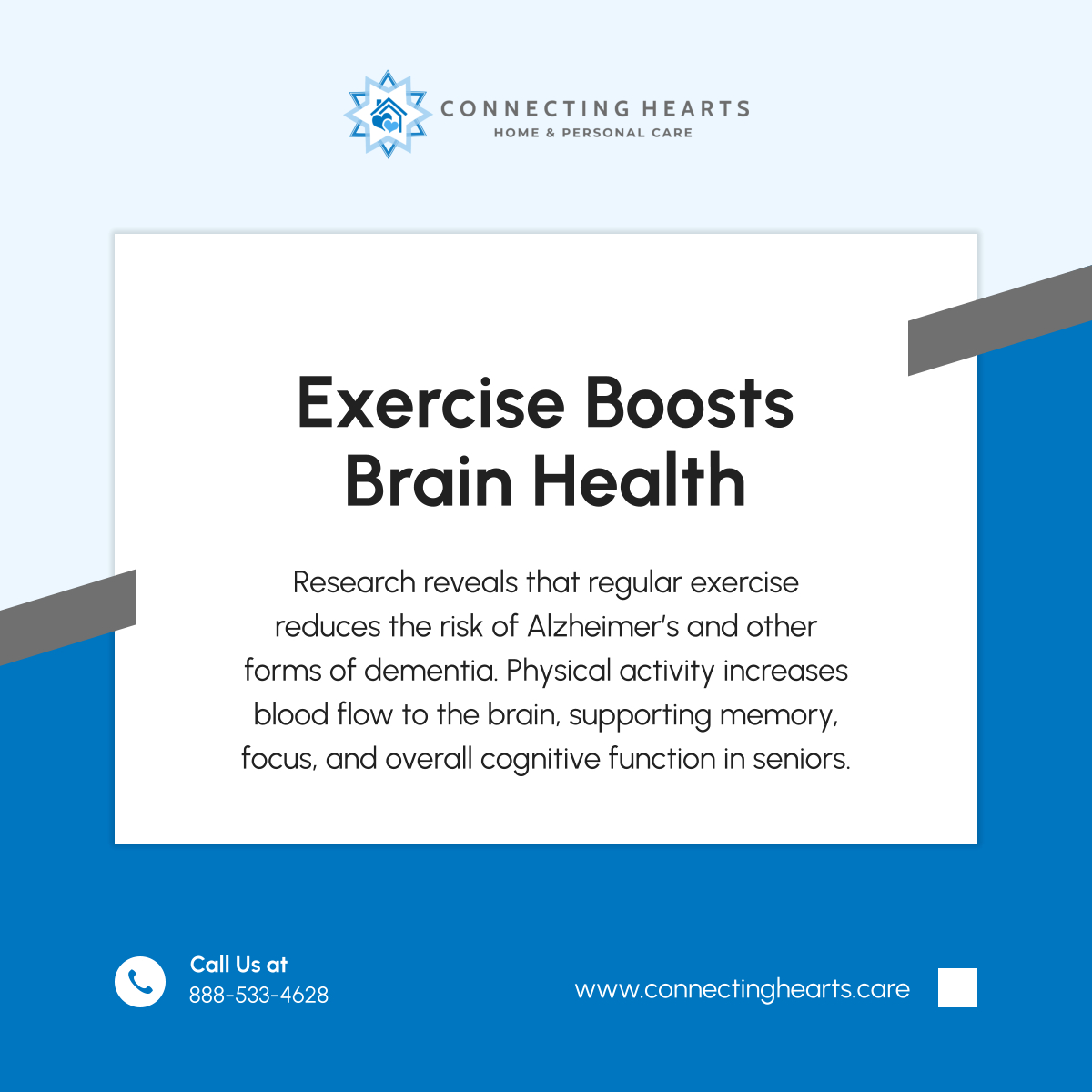 home_connecting's tweet photo. Movement is medicine for the mind! Encourage seniors to stay active to maintain their brain health. Even light exercises like walking can have profound effects on memory and focus. Let’s prioritize wellness.

#BrainHealth #ActiveSeniors #HealthyLifestyle #PasadenaCA #HomeCare https://t.co/aKXo1md7BQ