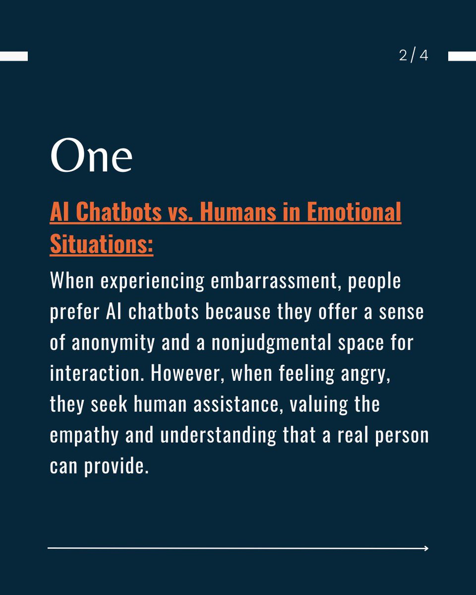 eicta_iitk's tweet image. New Research: #AI vs. #HumanPreferences

People prefer AI chatbots for nonjudgmental support when embarrassed but seek human empathy when angry. Eye-tracking tech reveals how emotions shape decisions &amp;amp; AI’s role in communication.

Source: techxplore.com