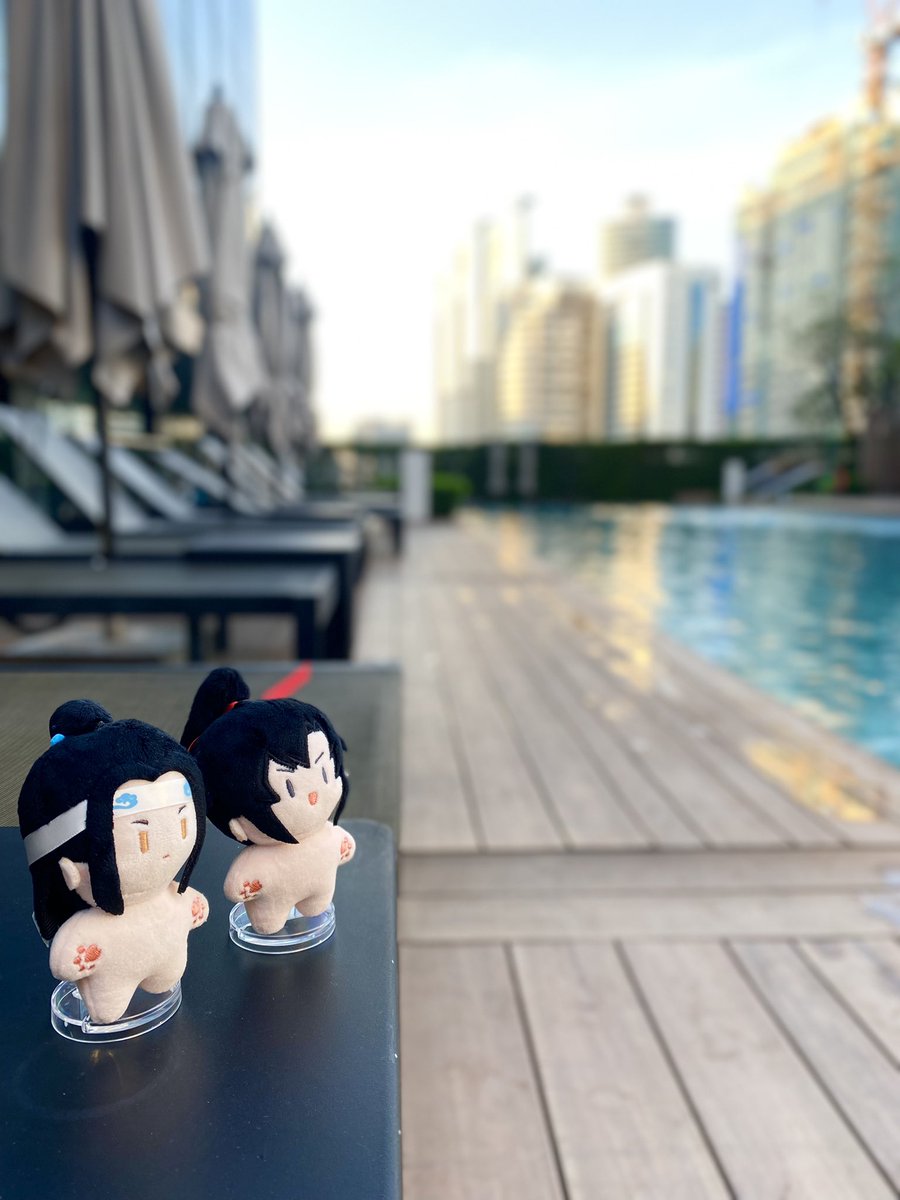 20ru21xue's tweet image. 「藍湛…」
「うん」
「水着…忘れたな…」
「……うん」

#MXTXぬいのいる生活