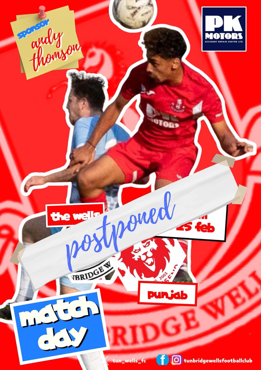 Tunbridge Wells FC (@tun_wells_fc) on Twitter photo Postponed - Unfortunately tonights <a href="/SCEFLeague/">Presence & Co. SCEFL League</a> match against <a href="/PUFC_Gravesend/">Punjab United FC</a> has been postponed due to a waterlogged pitch Postponed - Unfortunately tonights <a href="/SCEFLeague/">Presence & Co. SCEFL League</a> match against <a href="/PUFC_Gravesend/">Punjab United FC</a> has been postponed due to a waterlogged pitch