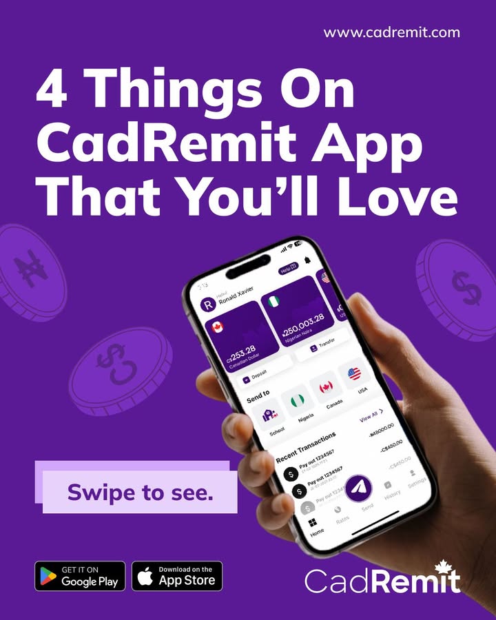 CadRemit's tweet photo. These are some things that make using the CadRemit app the best. 🤫
Do you agree? What’s your favorite one?
#CadRemit #TutionFees #Exchange Rates https://t.co/zroDQ4DRsR