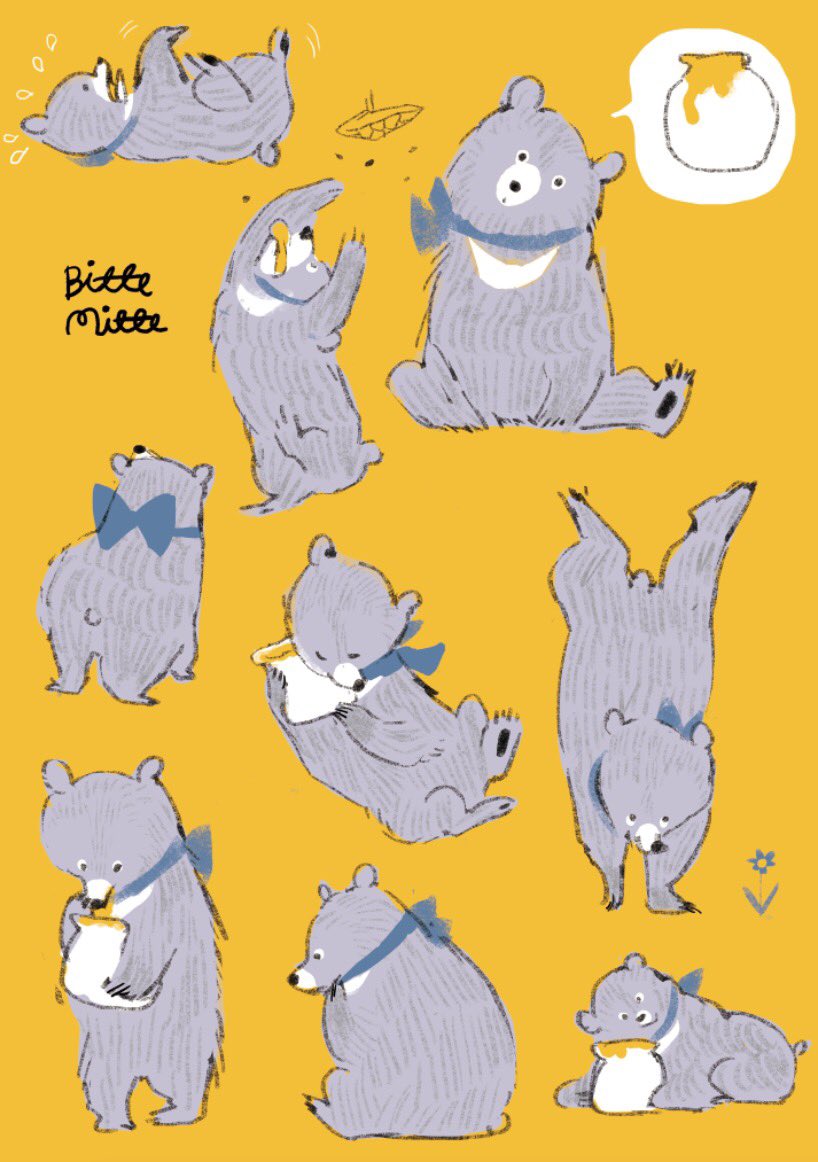 「お仕事で上がってきた熊の子達 」|ももろ　4／20発売絵本「パンダのパクパクきせつのごはん」のイラスト