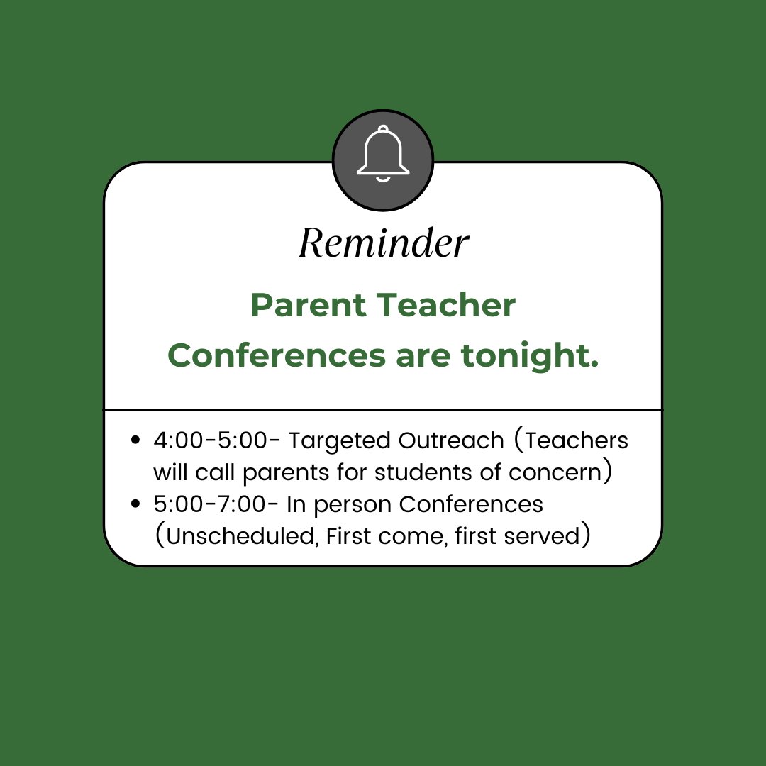 Parent Teacher Conferences are tonight!  Hope to see you there!