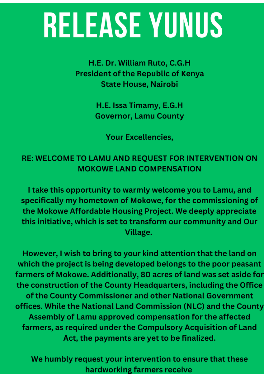 HakiYetuOrg's tweet photo. Art 33 &amp; 37 of the CoK guarantees Kenyans freedom of expression &amp; the right to petition the government. We demand the release of Yunus whose only mistake was exercising these rights in holding the president accountable vis a vis the Affordable Housing Program. https://t.co/jiYShi8Dxs